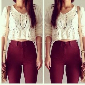 American Apparel High-Waisted Maroon Easy Jeans