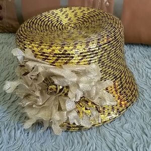 Woven Gold and Brown Designer Hat