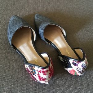 Worn once, coolest Free People embroidered flats!