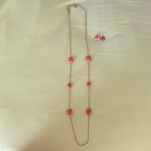 Charming Charlie Orange Necklace & Earring Set