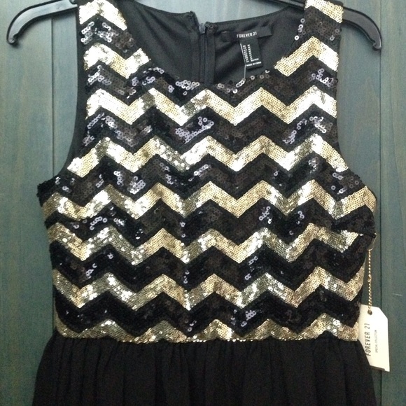 Black and gold sequin cocktail dress