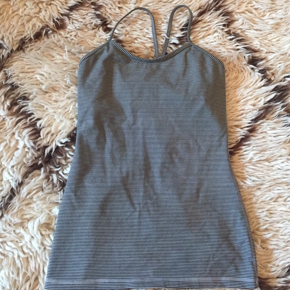 Lululemon Power Y top in black & white stripe