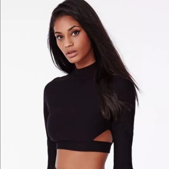 Missguided Tops - Missguided long sleeve cut out crop top size 4