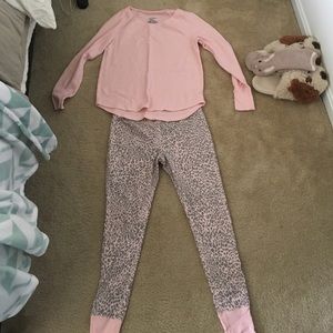 Xhilaration Thermal Pajama Set Gray & Pink Leopard
