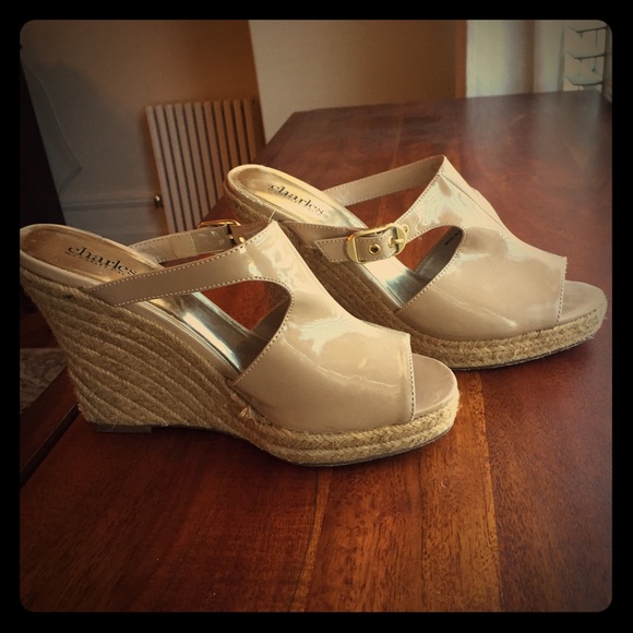 Charles David Nude Espadrille Wedges