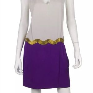 DVF dress silk grey, purple. NWOT. Sz 4, RARE!