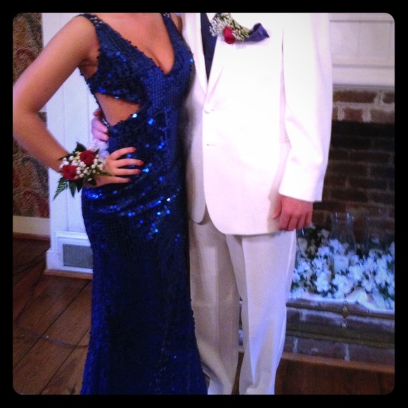 Royal Blue Fully Sequined Prom Dress