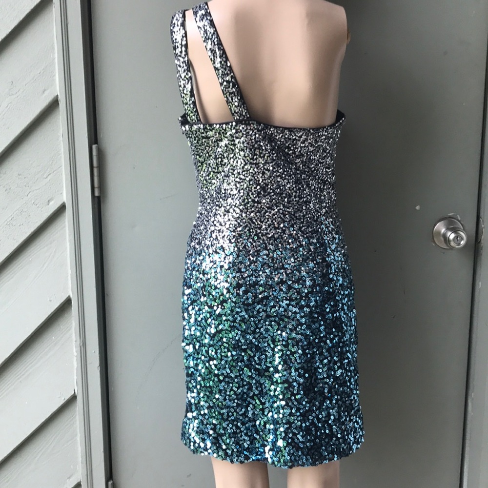 David & Johnny Sequin One Shoulder Dress 9/10 - Picture 5 of 8