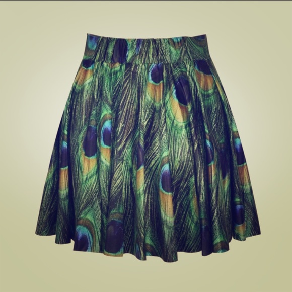 Stretchy peacock skater skirt