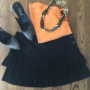 BCBGMazAzria Black Pleated Mini Skirt Sz4