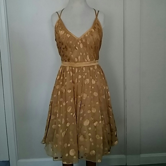 Gold polkadot dress with tulle slip