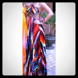 Dave & Johnny Multicolor beaded formal prom dress