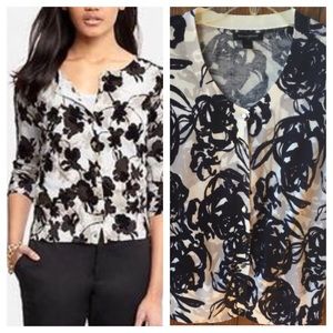 Banana Republic Floral 3/4 Sleeve Cardigan