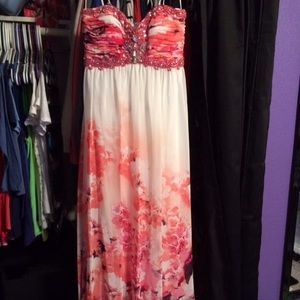 Cache- pink floral prom dress