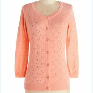 Modcloth Less Is Amour Cardigan in Peach size L