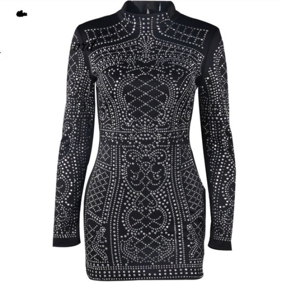 Studded Bodycon Dress-SMALL - Picture 3 of 4