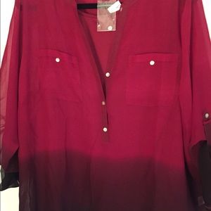 100% Polyester button down layered shirt