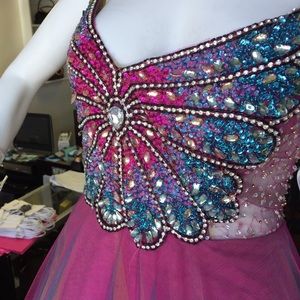 Terani couture butterfly beaded gorgeous dress