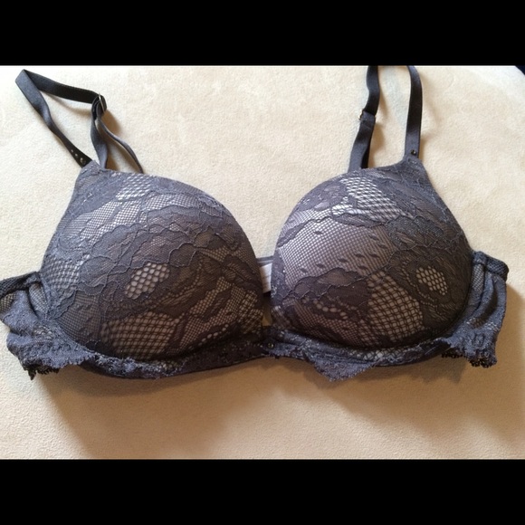 32B bio fit push-up bra charcoal lace