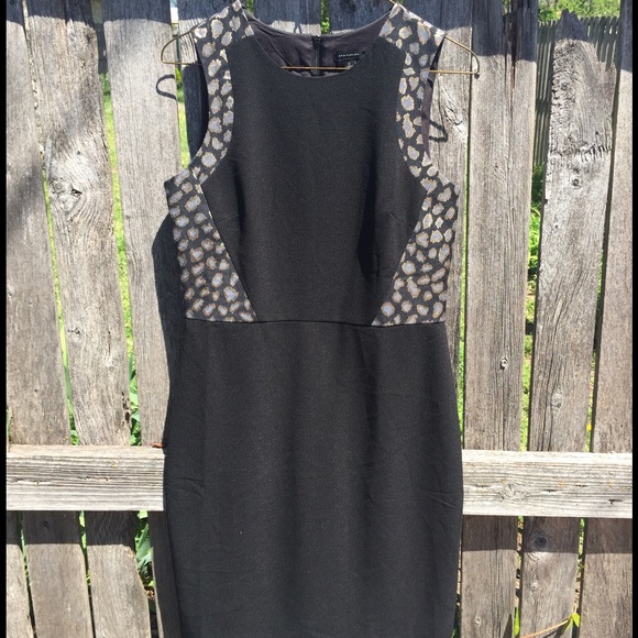 Ann Taylor dress in black and silver/gold leopard