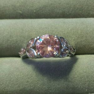 Pink Flower cz fashion ring