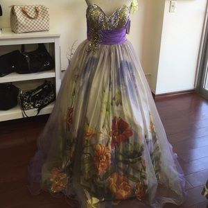 Jovani purple sequin beaded floral dress