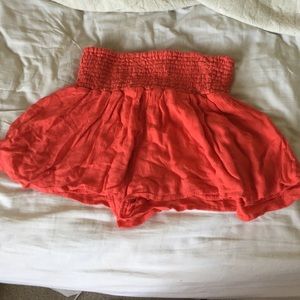 coral soft shorts with elastic waist band