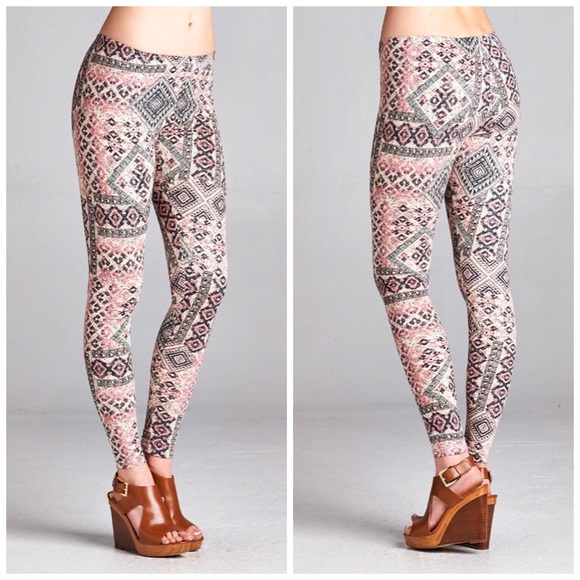 🎀LAST ONE🎀 Boho mauve and black leggings - Picture 3 of 4