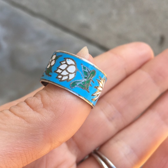 🚫🚫SOLD Vintage sterling silver enamel ring - Picture 2 of 4