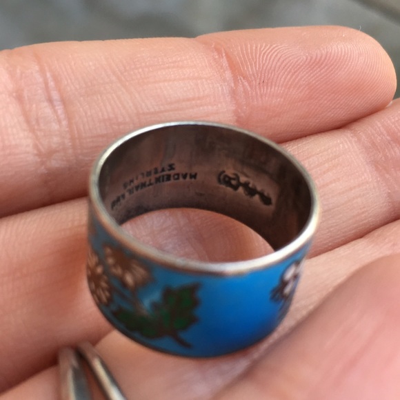 🚫🚫SOLD Vintage sterling silver enamel ring - Picture 3 of 4