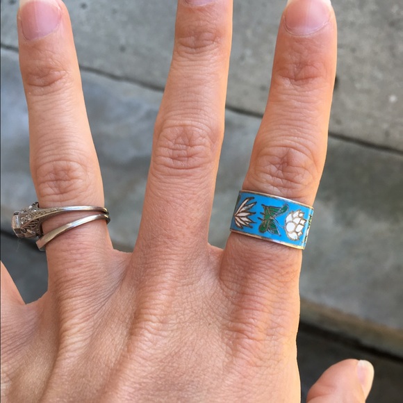 🚫🚫SOLD Vintage sterling silver enamel ring - Picture 4 of 4