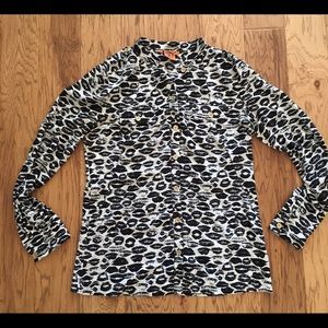 Tory Burch Button Down Lips Print Blouse