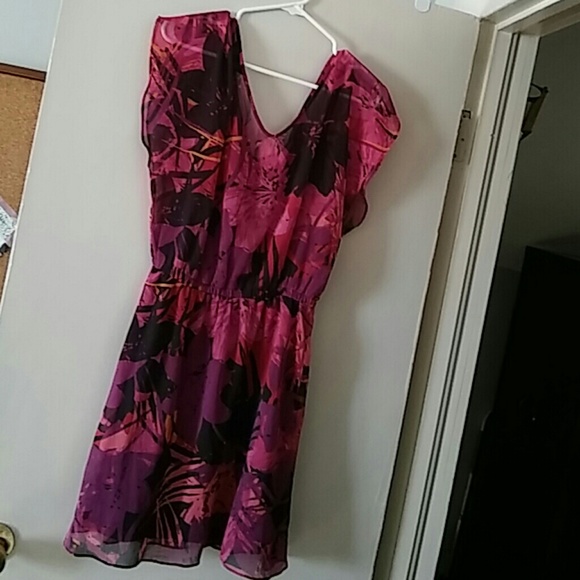 Floral Design Dress - Pink, Purple & Back