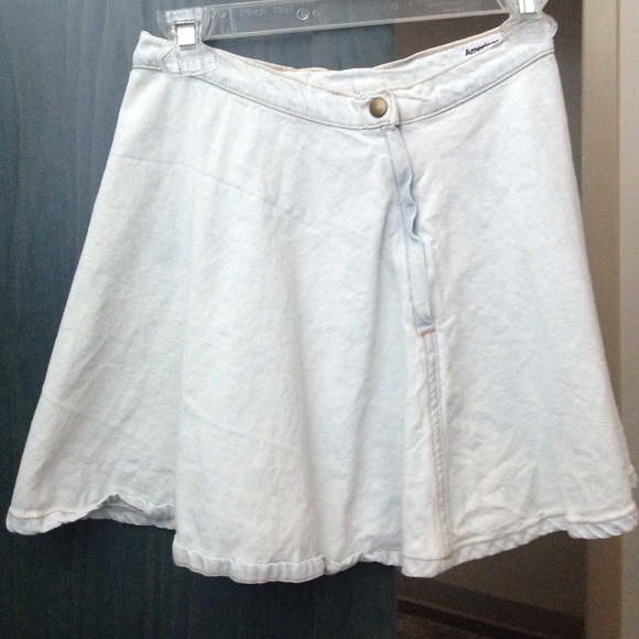 light washed high waisted jean skirt