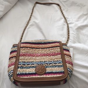 Tory Burch "Marion" Woven Small Flap Shoulder Bag