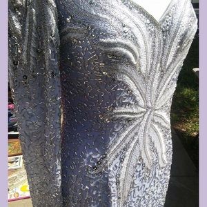 Floor length beaded evening gown