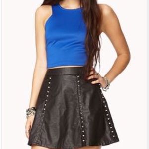 Studded faux high waist skirt