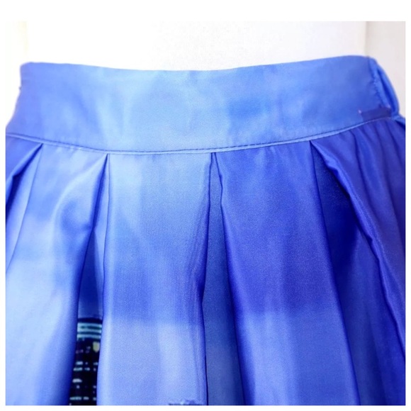 Blue Night City Skyline Cityscape Full Skirt - Picture 4 of 4