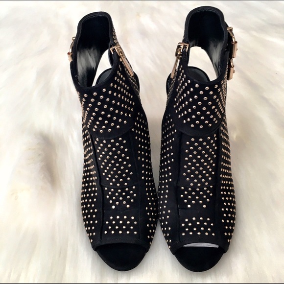 Jessica Simpson Black Studded Peep Toe Booties - Picture 2 of 4
