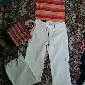White spring cotton pants