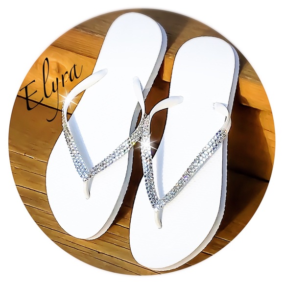 Swarovski Crystal White Sandals/ Flip Flops