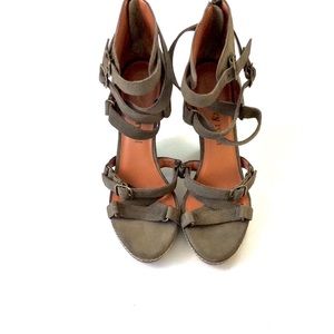 Luxury Rebel army green platform sandals, 8.5