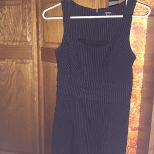 Black pinstripe work dress