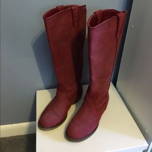 Diba Burgundy Suede Riding Boots