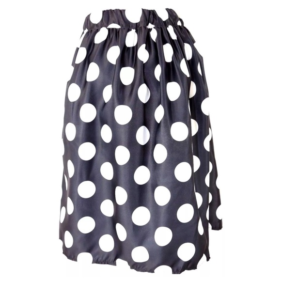 Black & White Satin Full Swing Polka Skirt - Picture 3 of 4