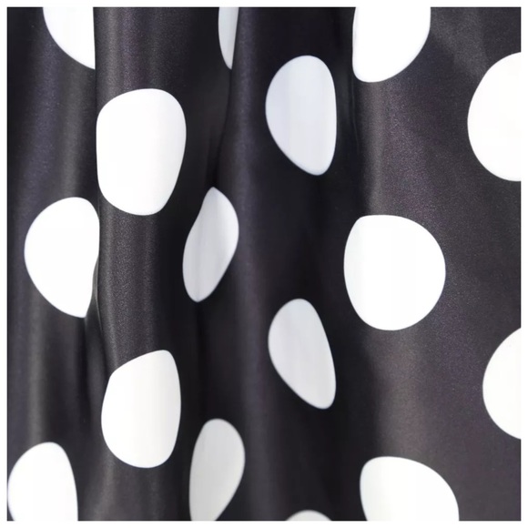Black & White Satin Full Swing Polka Skirt - Picture 4 of 4