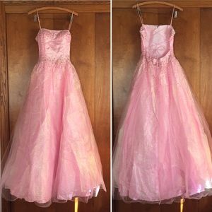 Precious Formals pink full ball gown.  Size 4.