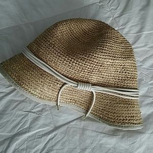 Straw Hat with white trim