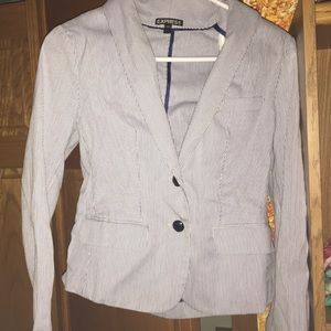 Blue button up suit coat