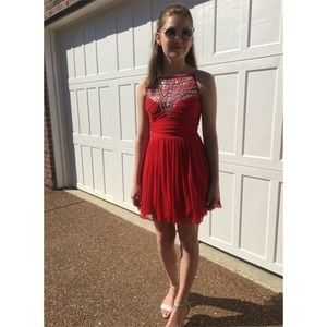 Short Scarlet Red Prom Dress